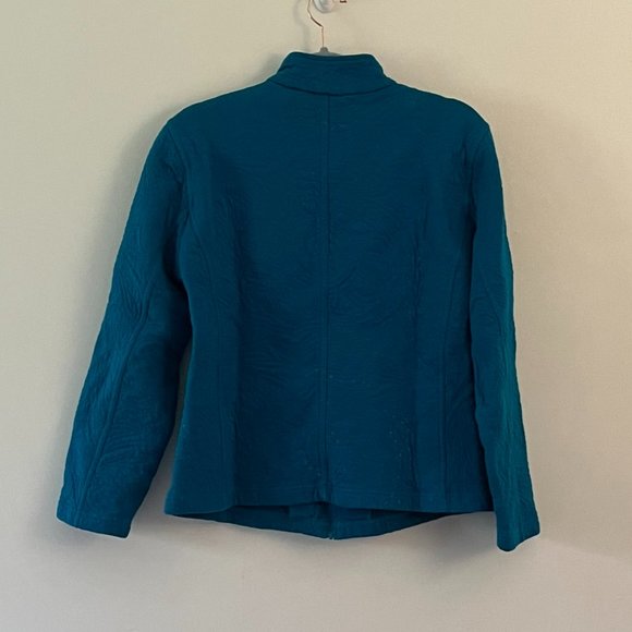 Chico's Teal Blue Quilted Jacket sz 1 (Med/8) - Picture 6 of 9